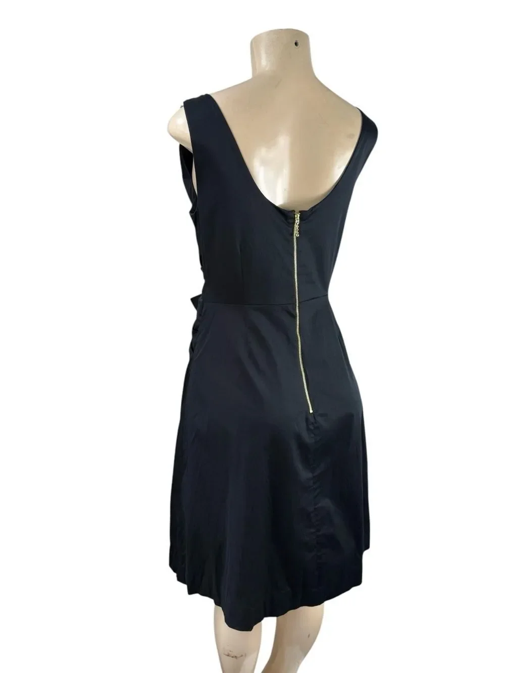 KATE SPADE Black Cotton Sleeveless Midi Dress with Waist Bow Size 8